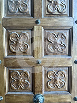 The beautiful wooden door and rajavadi pattern.