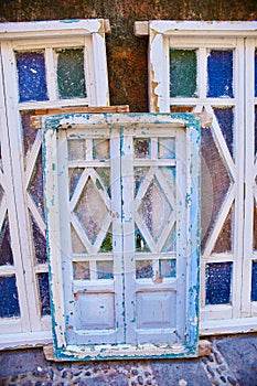 Beautiful wooden doors on the streets of Morocco. Old handmade d