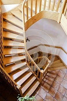 Beautiful wooden spiral staircase