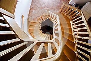 Beautiful wooden spiral staircase