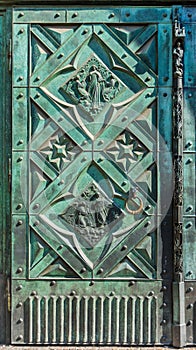 Beautiful wrought iron door- Cracow, Poland- Saint Mary Basilica-Mariacki Church photo