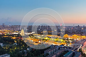 Beautiful xian nightfall cityscape