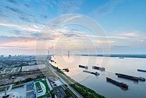 Beautiful yangtze river landscape with sunset glow