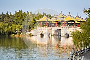Beautiful yangzhou five pavilion bridge