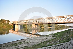 Beautiful yellow bridge at Serbia.