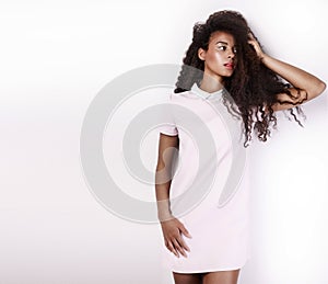 Beautiful young african american woman with long healthy hair