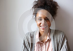 Beautiful young african american woman smiling