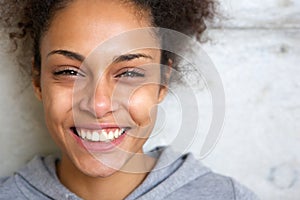 Beautiful young african american woman smiling