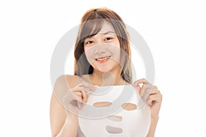 Beautiful Young Asian  beauty  woman face and facial mask, Facial treatment isolated white background, Cosmetology, beauty and hea