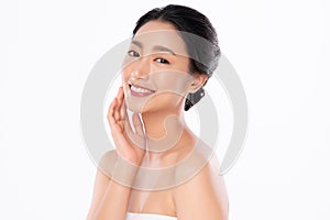 Beautiful Young Asian Woman with Clean Fresh Skin. Face care, Facial treatment, Cosmetology, beauty and healthy skin and cosmetic