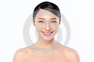 Beautiful Young Asian Woman with Clean Fresh Skin. Face care, Facial treatment, Cosmetology, beauty and healthy skin and cosmetic