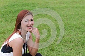 Beautiful young Asian woman in the countryside