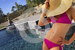 Beautiful Young Bikini Woman At The Pool