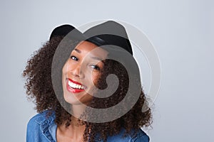 Beautiful young black woman smiling