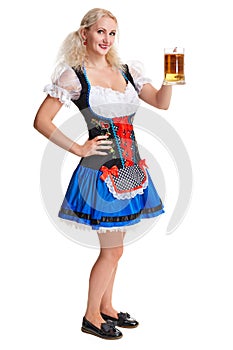 Beautiful young blond girl of oktoberfest beer stein