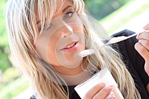 Beautiful young blonde in closeup view