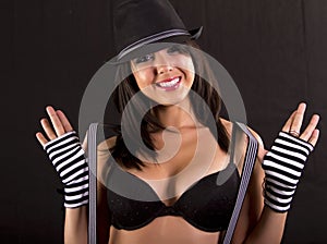 Beautiful young brunette female entertainer