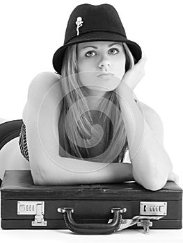 Beautiful Young Business Woman in Black and White