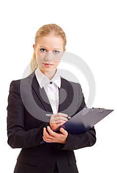 A beautiful young business woman with folder