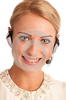 Beautiful young business woman with headset