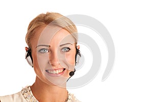 Beautiful young business woman with headset