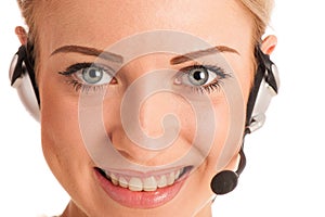 Beautiful young business woman with headset