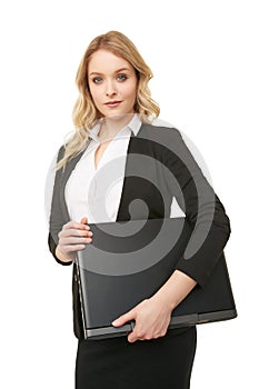 Business woman with a laptop photo