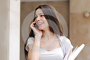 Beautiful young Business woman with movil photo