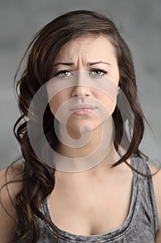 Beautiful Young Caucasian Woman Looking Worried