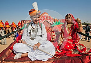 Beautiful young couple in national clothes