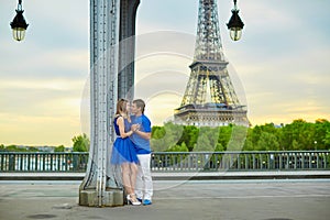 Beautiful young dating couple in Paris