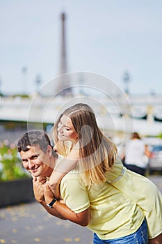 Beautiful young dating couple in Paris