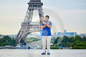 Beautiful young dating couple in Paris