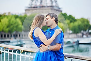 Beautiful young dating couple in Paris