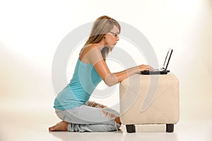 Beautiful young female with laptop