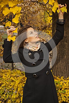 Beautiful young girl in an autumn park
