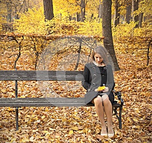 Beautiful young girl in an autumn park