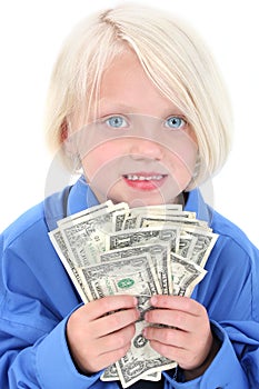 Beautiful Young Girl With Handful Of Money photo