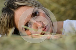 Beautiful young girl on nature