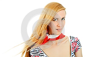 Beautiful young girl in red neckerchiefs