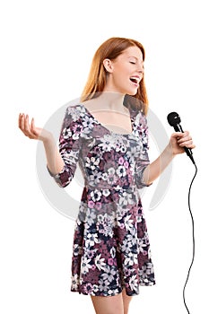 Beautiful young girl singing