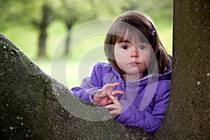 Beautiful Young Girl With Surprised Look Enjoying Nature