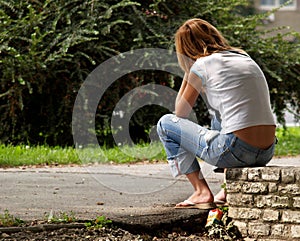 Beautiful Young Girl Is Waiting For Somebody