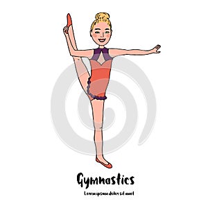 Beautiful young gymnast in the competition