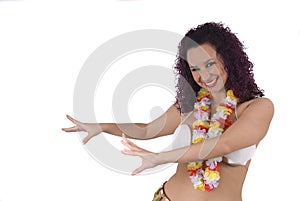 Beautiful young hawaiian woman isolated