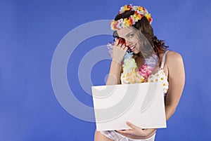 Beautiful young hawaiian woman isolated