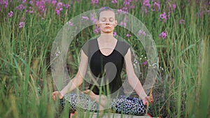 Beautiful young healthy woman doing yoga exercise