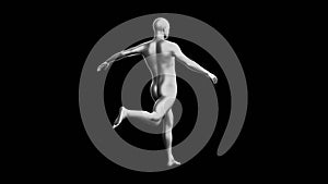 Beautiful young man posing, isolated on black background. 3d illustration (rendering). Silver mannequin, android