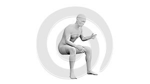 Beautiful young man posing, isolated on white background. 3d illustration (rendering). Android, mannequin