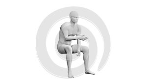 Beautiful young man posing, isolated on white background. 3d illustration (rendering). Android, mannequin